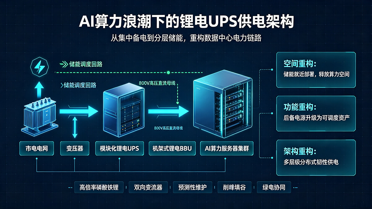 AI 算力浪潮下，锂电 UPS 如何重构数据中心供电架构！